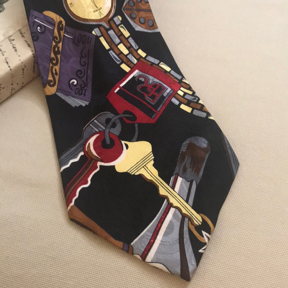 Watch & Key Tie 100% Silk Fondini Tie